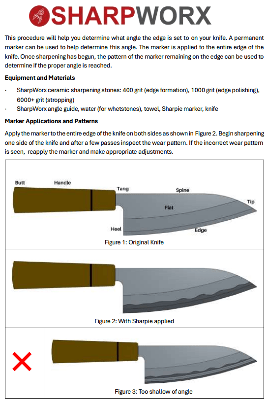 serrated knife sharpening angle guide marker test