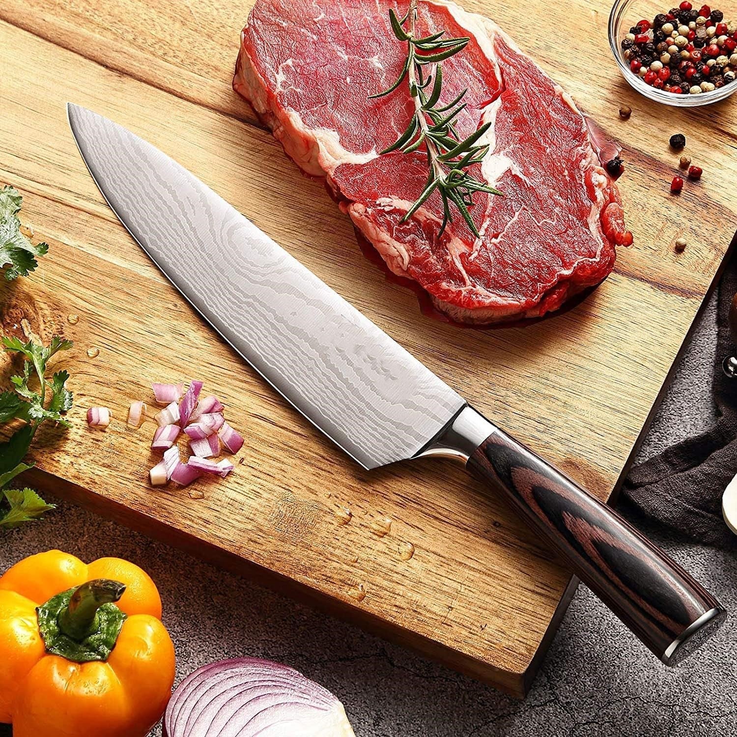 Chef Knife 8 Inch Forged, Ultra Sharp Kitchen Knife Made of German High Carbon Stainless Steel - SharpWorx